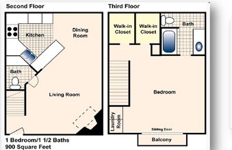 1 Bedroom 1 Bath Town Home 2014 floor plan